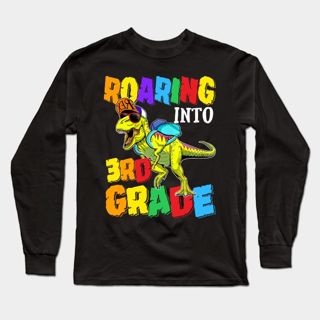 Roaring Into 3rd Grade Dinosaur Back To School Long Sleeve T-Shirt by bunnierosoff21835